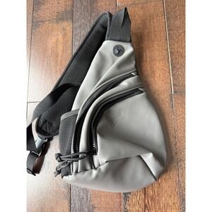 DUCHAMP LONDON Grey Rubberized Sling Bag Crossbody Bag travel purse unisex